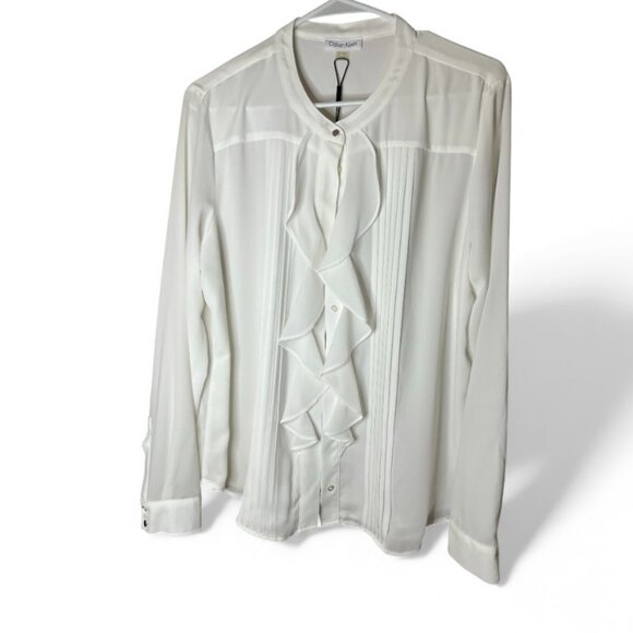 Calvin Klein XL Size Ruffle blouse - New with Tags - Picture 1 of 3